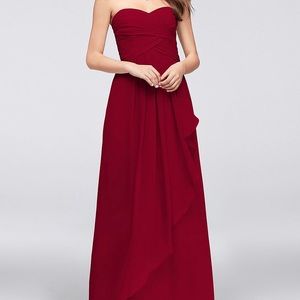 Davids Bridal Bridesmaid Dress Apple/Red Strapless